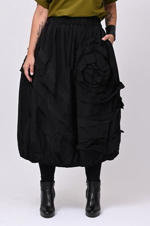 Gonna taftà maxi fiore - Nero