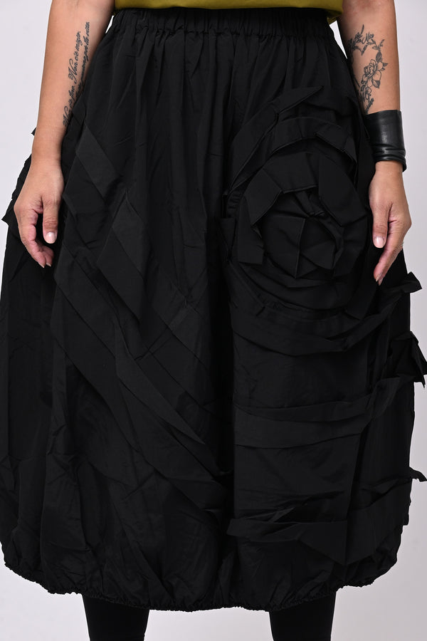 Gonna taftà maxi fiore - Nero