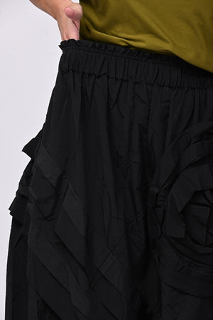 Gonna taftà maxi fiore - Nero