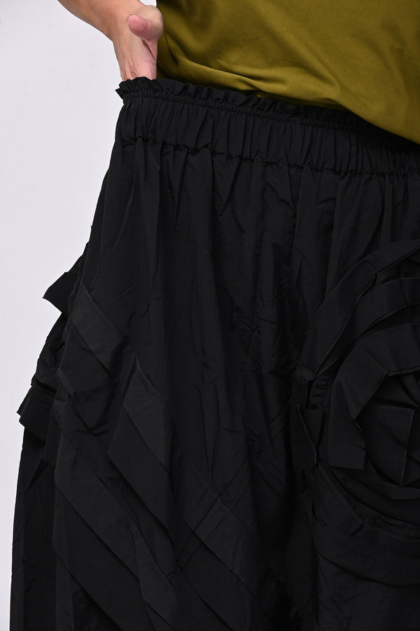 Gonna taftà maxi fiore - Nero