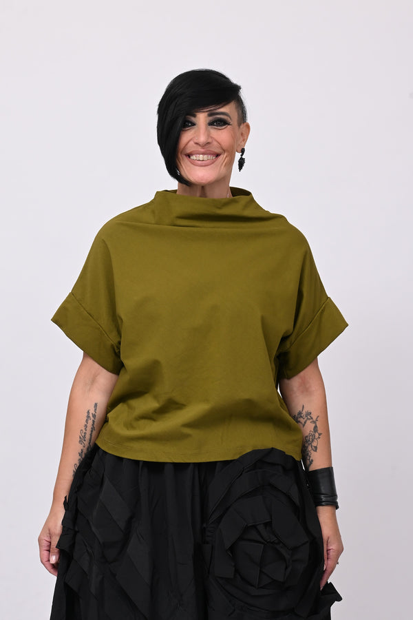 Maglia scollo cratere - Verde oliva
