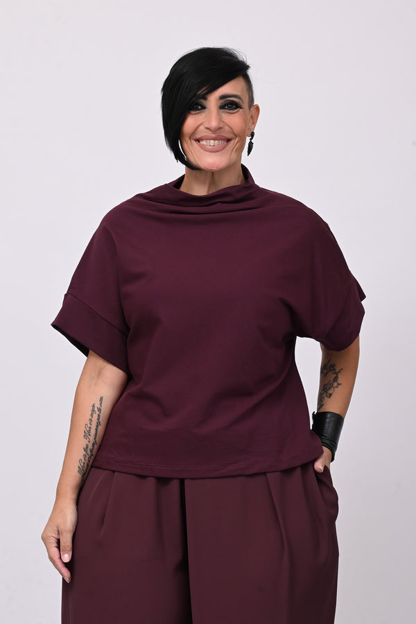 Maglia scollo cratere - Melanzana