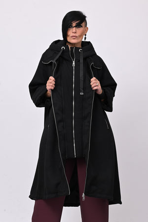 Cappotto cappuccio piumino - Nero