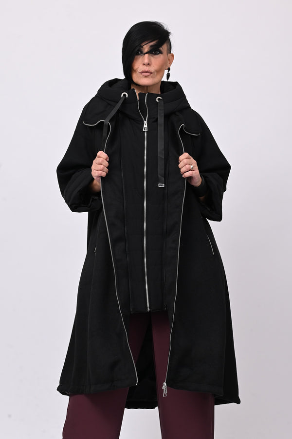 Cappotto cappuccio piumino - Nero