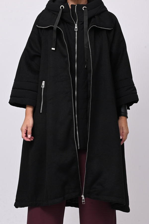 Cappotto cappuccio piumino - Nero