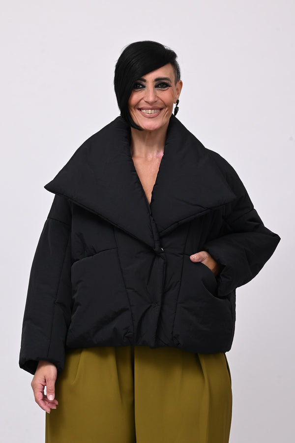 Piumino crop collone - Nero