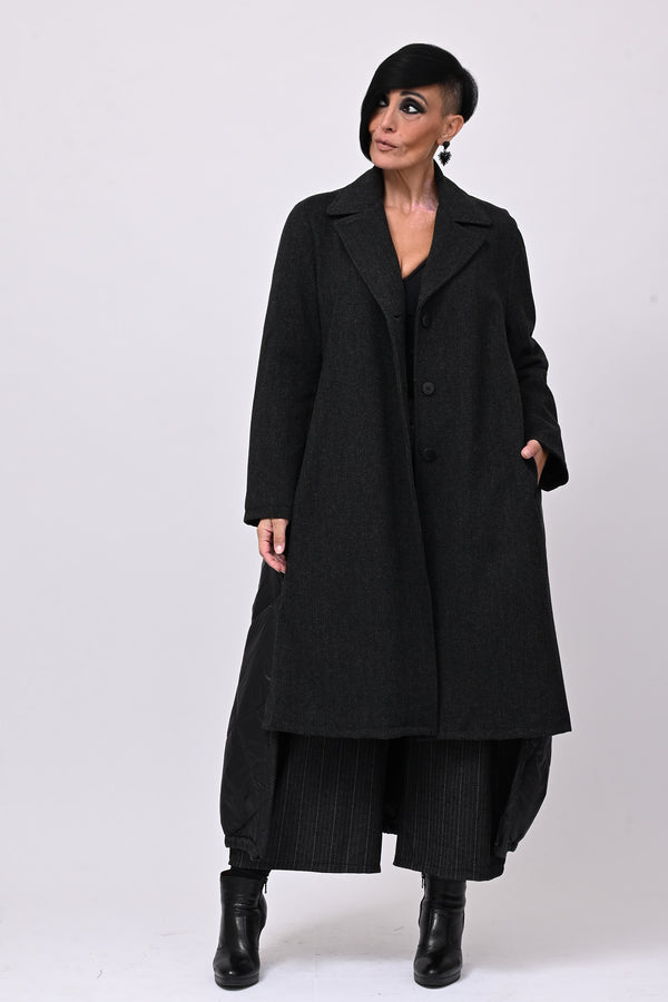 Cappotto ciniglia e piumino - Grigio
