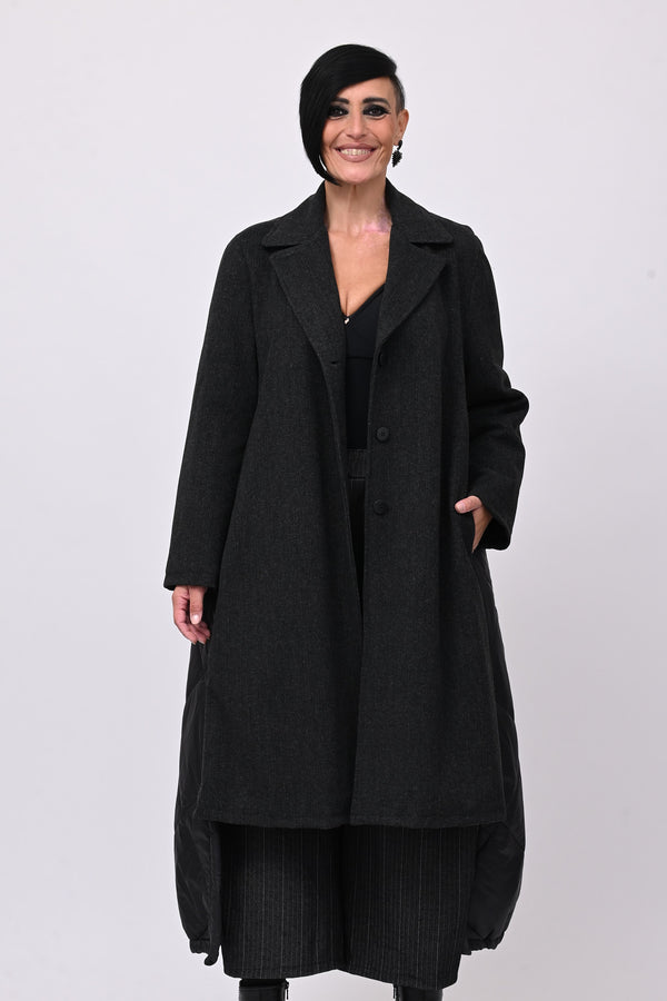 Cappotto ciniglia e piumino - Grigio