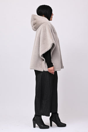 Cappa ecopelliccia zip - Grigio perla