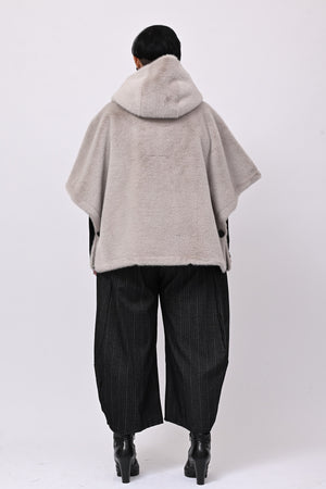 Cappa ecopelliccia zip - Grigio perla