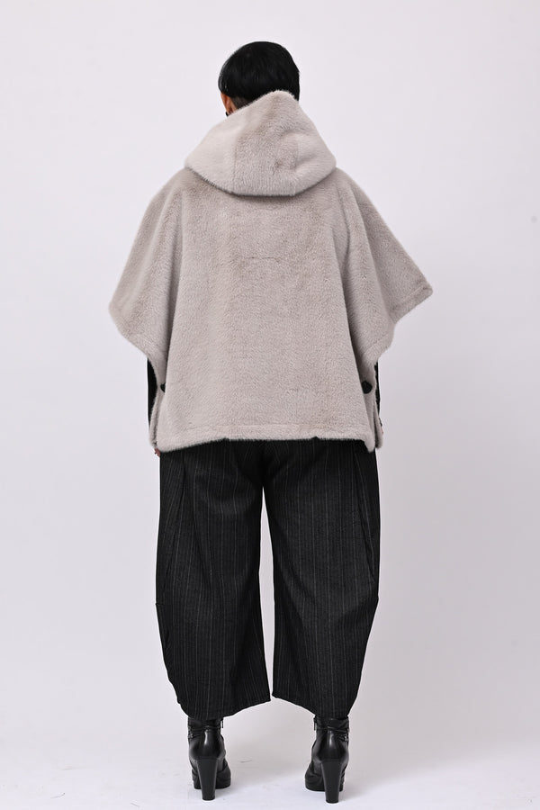 Cappa ecopelliccia zip - Grigio perla
