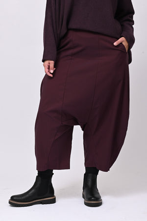 Pantalone cavallo basso bengalina - Melanzana