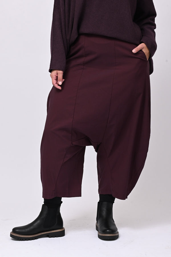 Pantalone cavallo basso bengalina - Melanzana