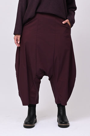Pantalone cavallo basso bengalina - Melanzana