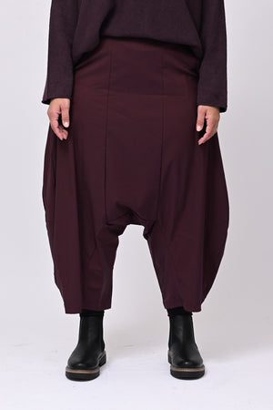 Pantalone cavallo basso bengalina - Melanzana