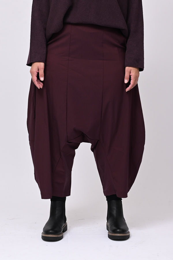 Pantalone cavallo basso bengalina - Melanzana