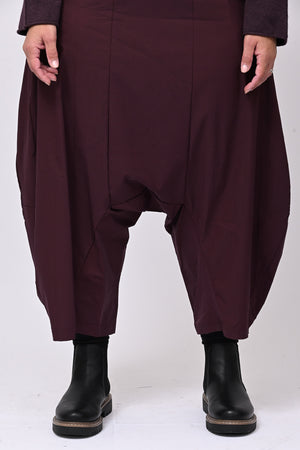 Pantalone cavallo basso bengalina - Melanzana