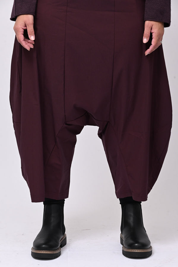 Pantalone cavallo basso bengalina - Melanzana