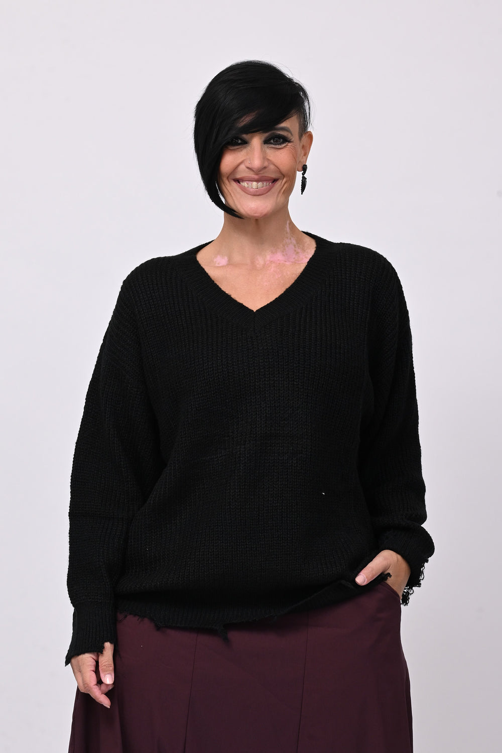 Pull V strappi - Nero