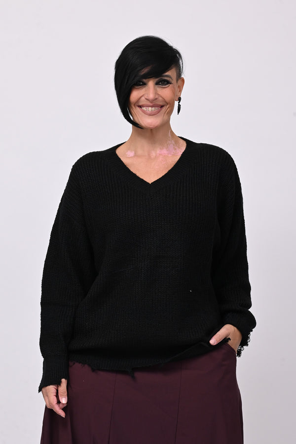 Pull V strappi - Nero