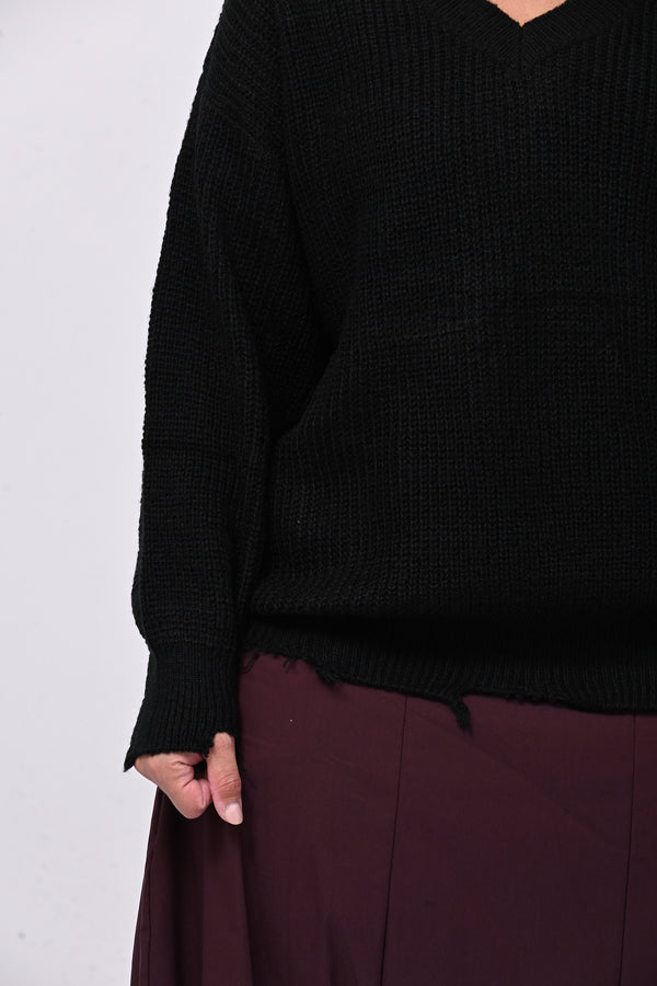 Pull V strappi - Nero