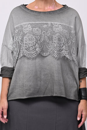 Felpa scatoletta merletto - Grigio