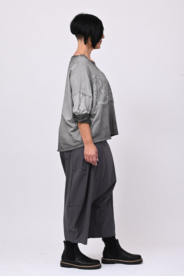 Pantalone cavallo basso bengalina - Grigio piombo
