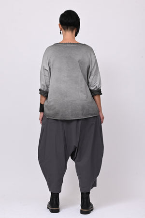 Pantalone cavallo basso bengalina - Grigio piombo