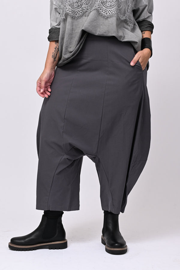 Pantalone cavallo basso bengalina - Grigio piombo
