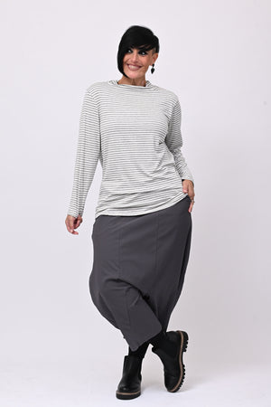 Maglia lupetto righe - Grigio/Burro