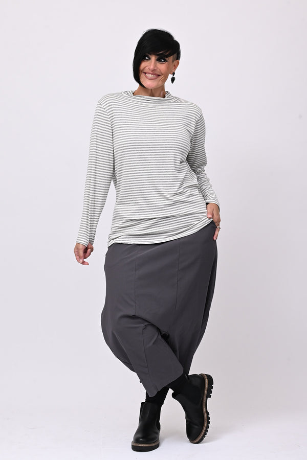 Maglia lupetto righe - Grigio/Burro