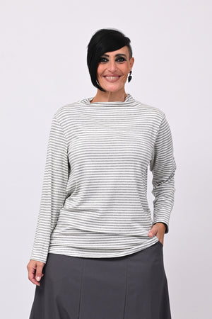 Maglia lupetto righe - Grigio/Burro