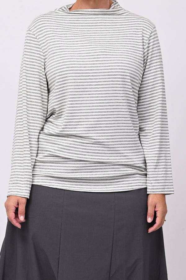Maglia lupetto righe - Grigio/Burro