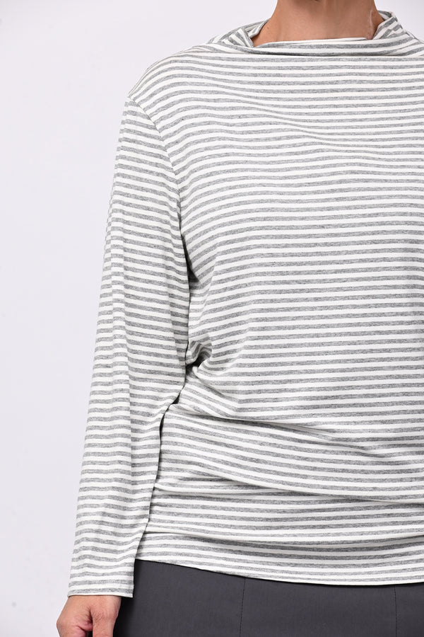Maglia lupetto righe - Grigio/Burro