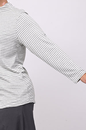 Maglia lupetto righe - Grigio/Burro
