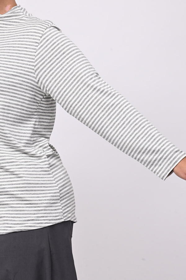 Maglia lupetto righe - Grigio/Burro