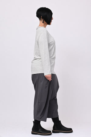 Maglia lupetto righe - Grigio/Burro