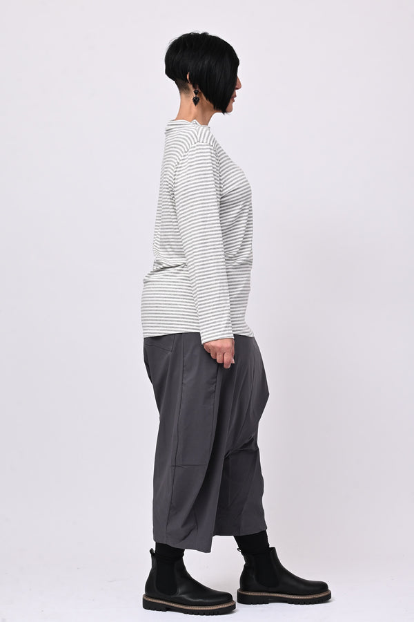 Maglia lupetto righe - Grigio/Burro