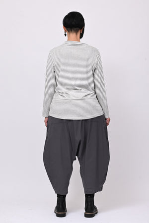 Maglia lupetto righe - Grigio/Burro