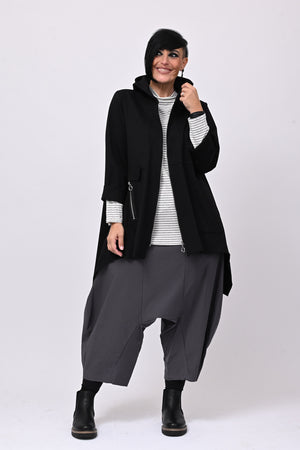 Felpa zip cappuccio - Nero