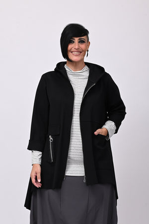 Felpa zip cappuccio - Nero