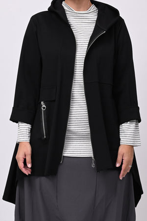 Felpa zip cappuccio - Nero