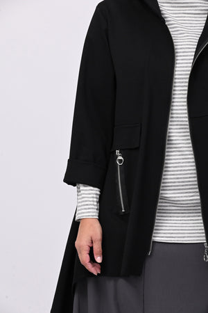 Felpa zip cappuccio - Nero