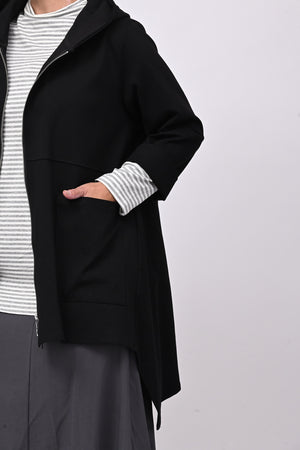 Felpa zip cappuccio - Nero