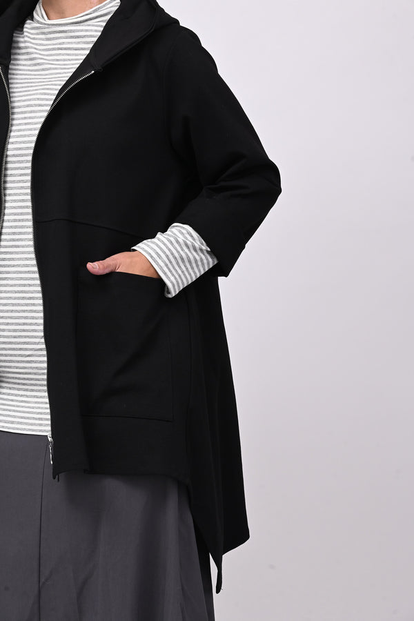Felpa zip cappuccio - Nero