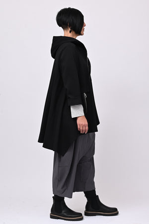 Felpa zip cappuccio - Nero