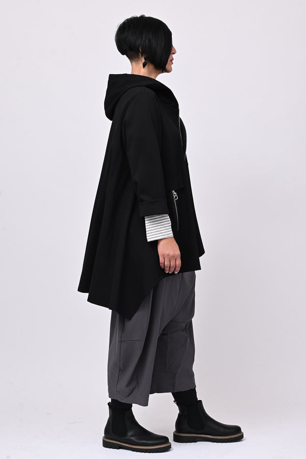 Felpa zip cappuccio - Nero