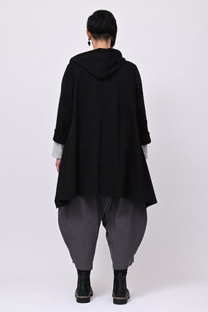 Felpa zip cappuccio - Nero