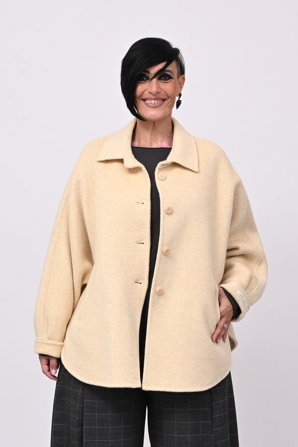 Giacca velour manica pipistrello - Burro