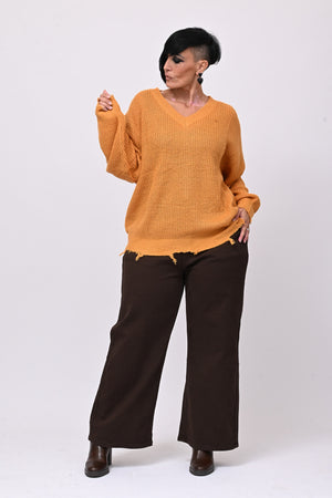 Pull V strappi - Ocra